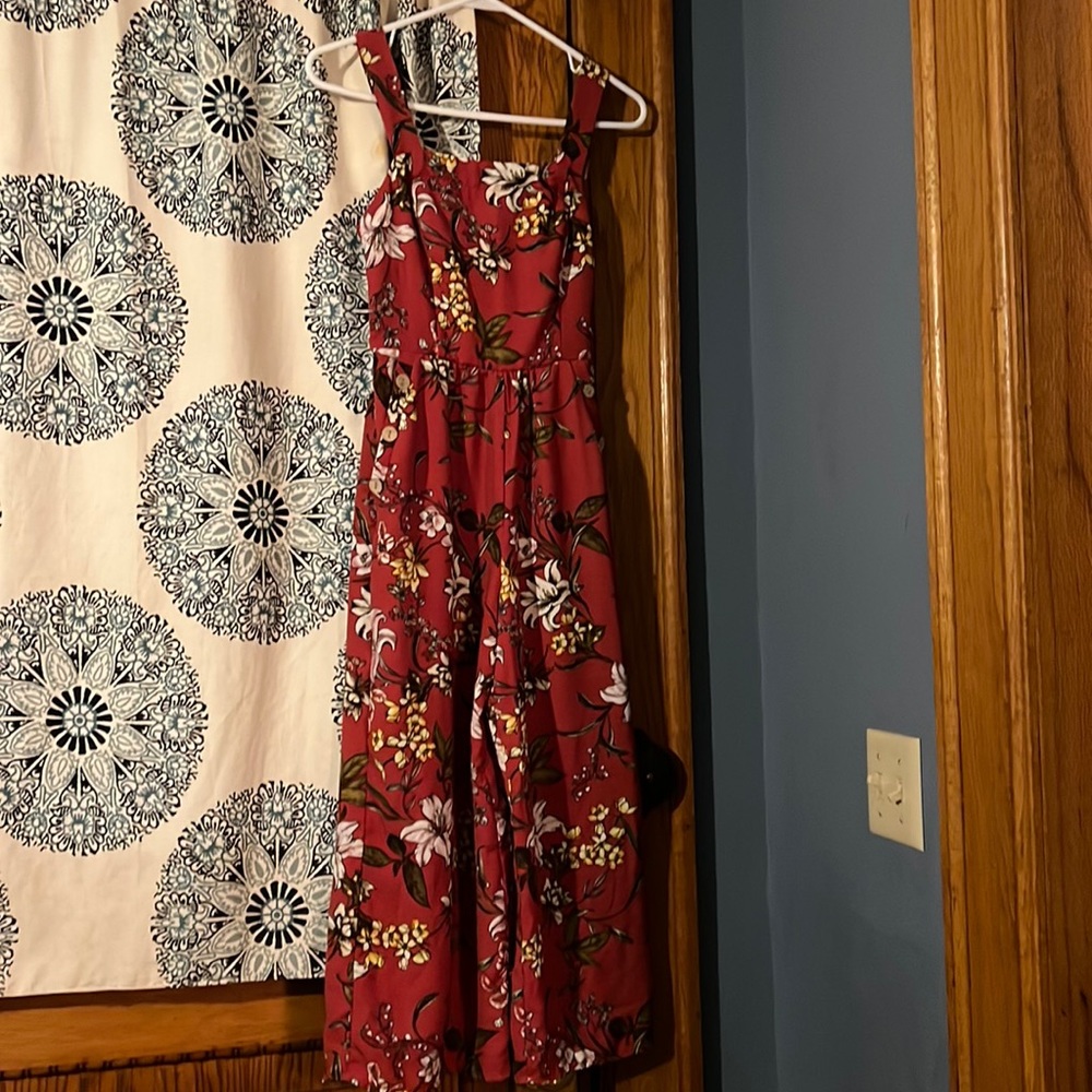 Xhilaration Floral Jumpsuit Wideleg Capri with Pockets